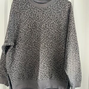American Eagle Outfitters Gray Leopard Print Sweater
